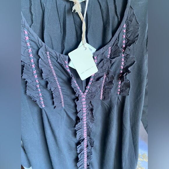 Odd Molly Dress Womens Sz 0 Dark Gray  Tunic 100% Cotton Embroidered NWT - Picture 11 of 13